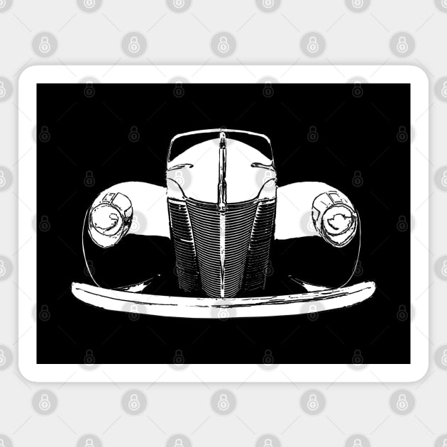 1940 Ford Deluxe - stylized white on dark background Magnet by mal_photography